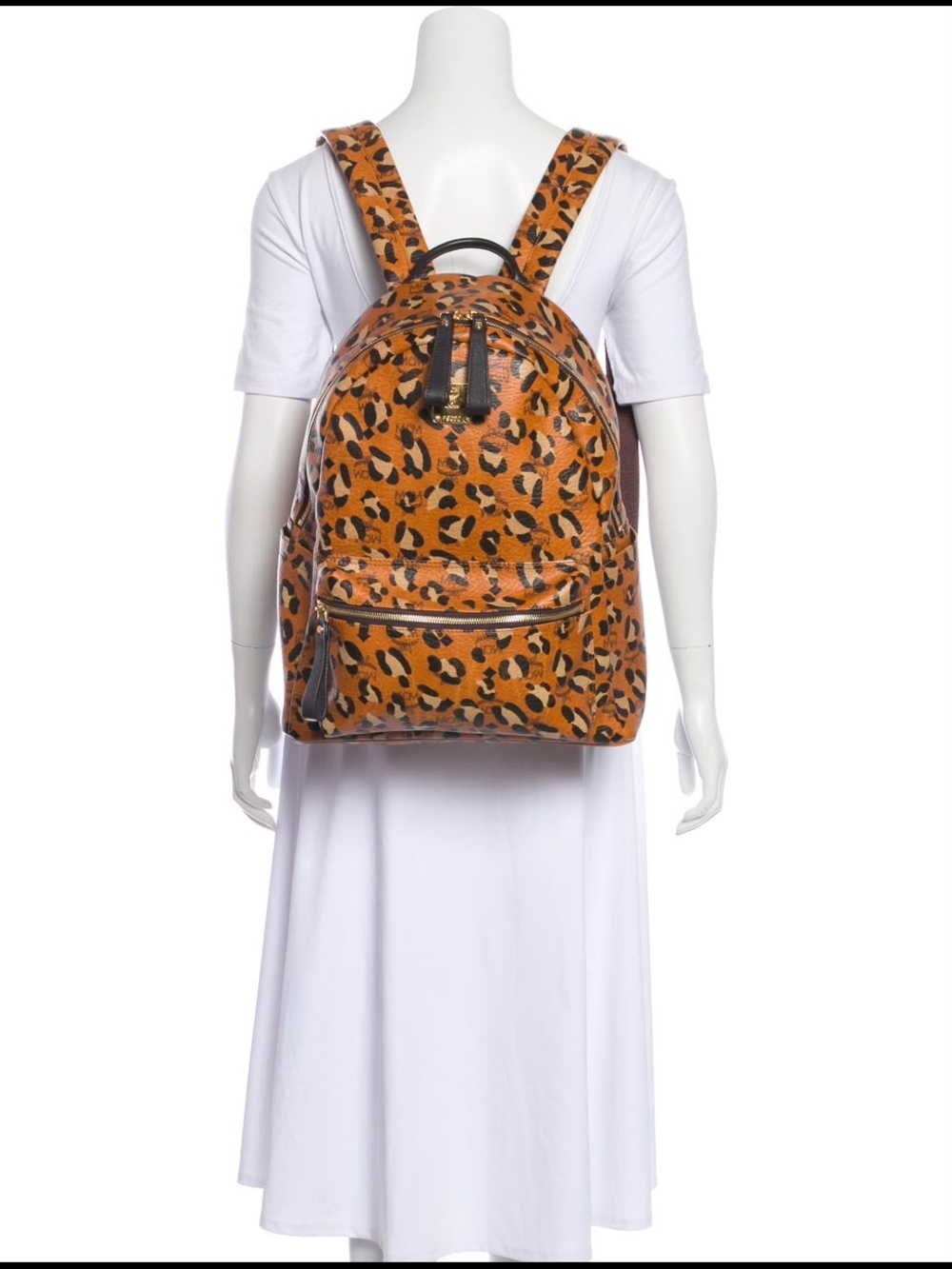 MCM Leopard Print Backpack Brown/Black - Picture 6 of 16